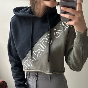 Two-Tone Crop FILA Hoodie